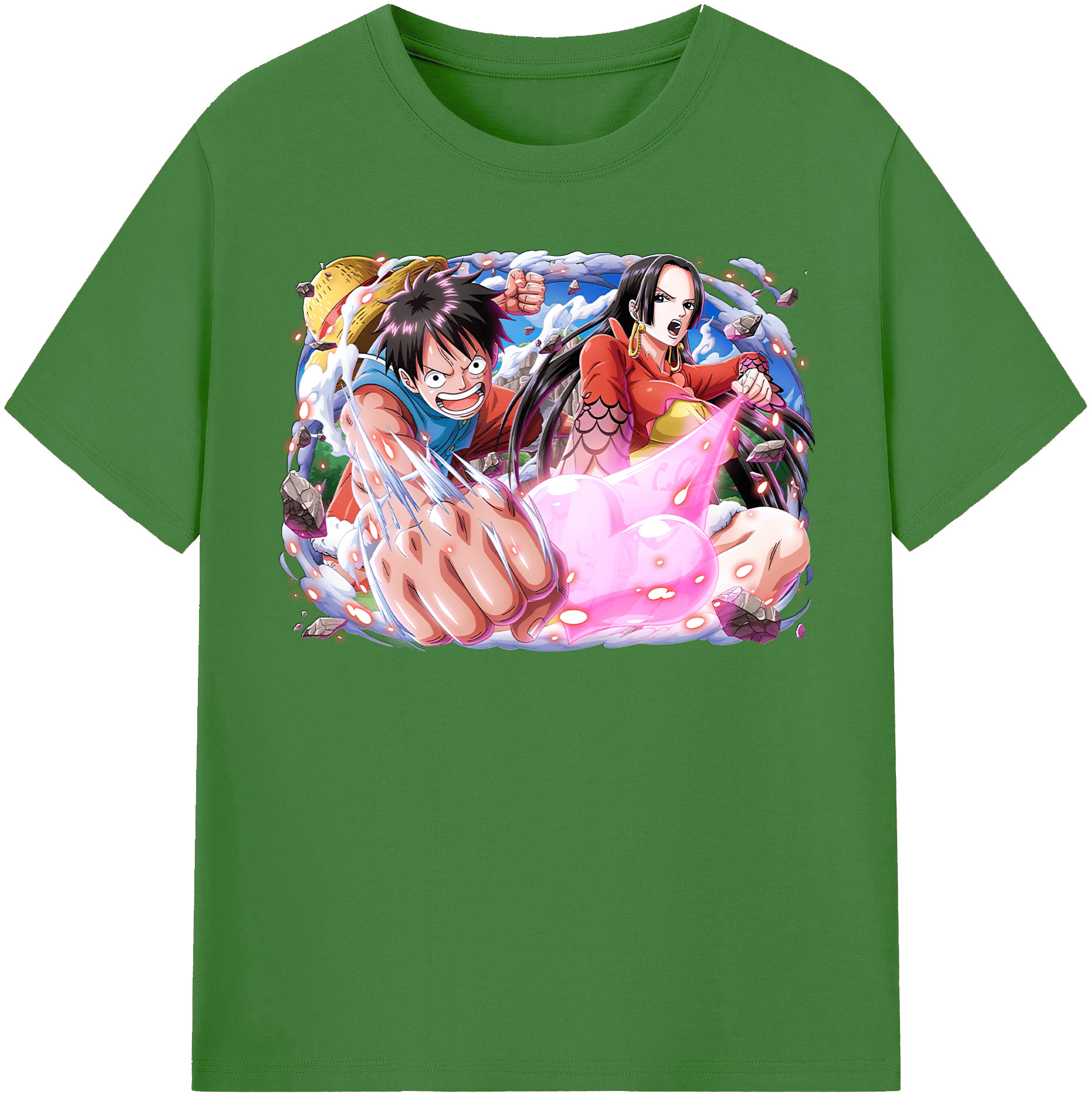 ワンピース モンキー・D・ルフィ ONE PIECE Monkey D. Luffy レディースカジュアルプリントTシャツ（綿100％）